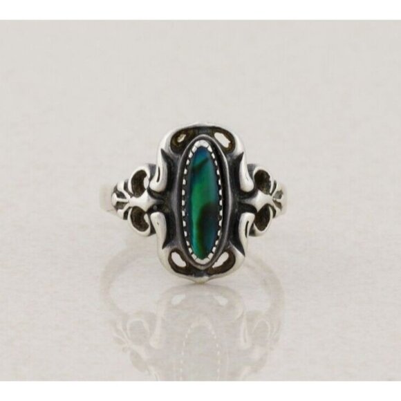 Sterling Silver Abalone Ring Size 4 3/4 - Picture 1 of 8